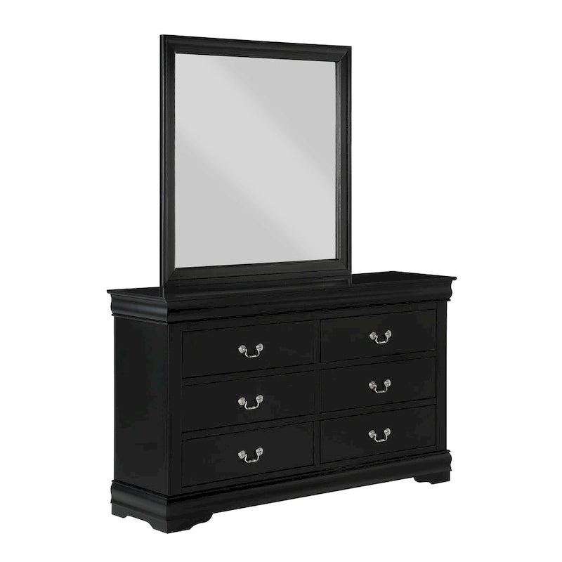 Lillie 6 Piece Black Wooden Sleigh Bedroom Set