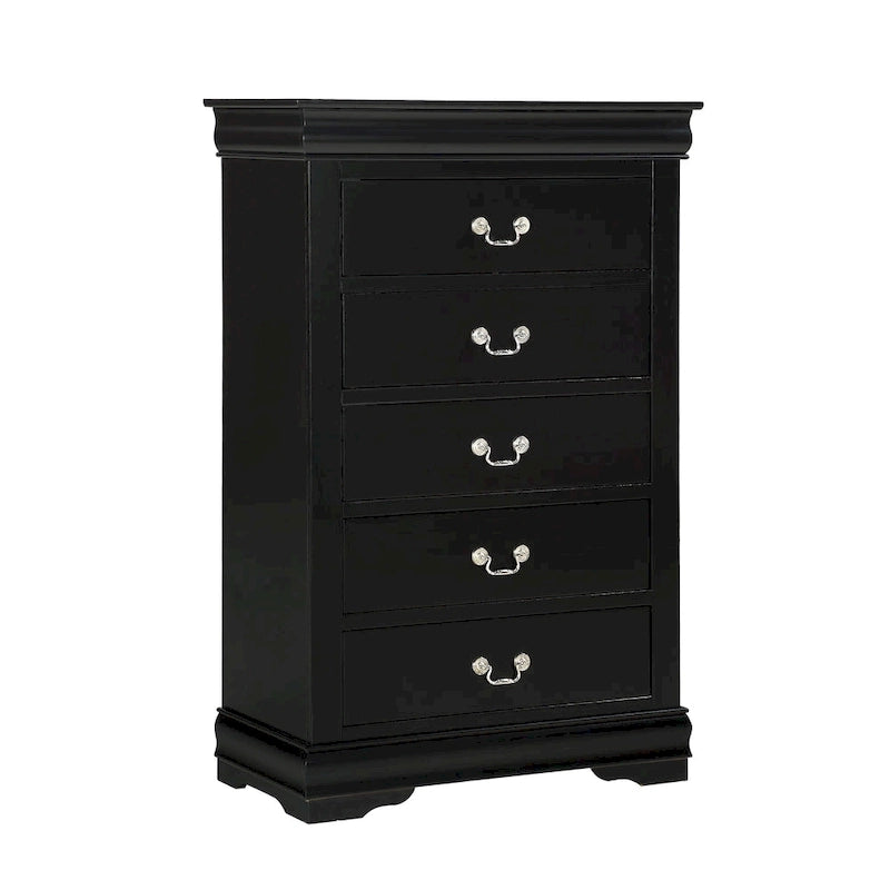 Lillie 6 Piece Black Wooden Sleigh Bedroom Set