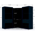 Mulberry Open 3 Sectional Modern 4 Drawer Wardrobe Corner Closet Set of 3