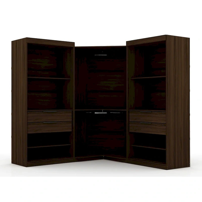Mulberry Open 3 Sectional Modern 4 Drawer Wardrobe Corner Closet Set of 3