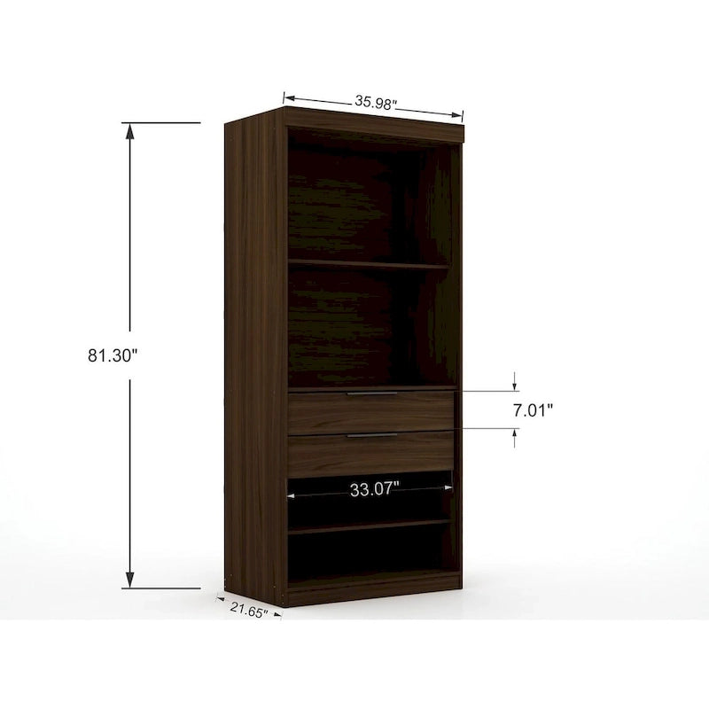 Mulberry Open 3 Sectional Modern 4 Drawer Wardrobe Corner Closet Set of 3