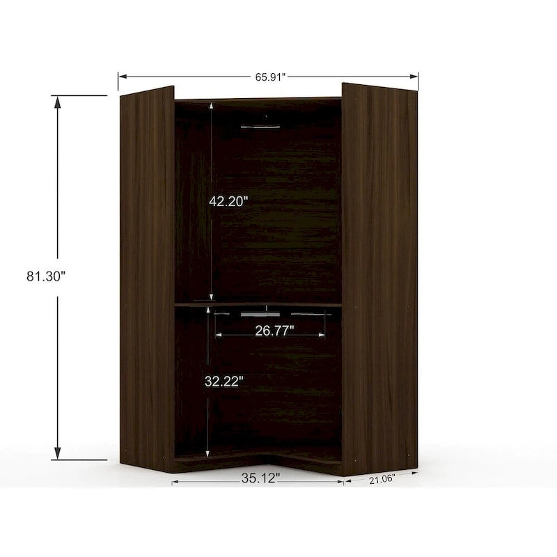 Mulberry Open 3 Sectional Modern 4 Drawer Wardrobe Corner Closet Set of 3