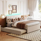 Upholstered Platform Bed with Trundle