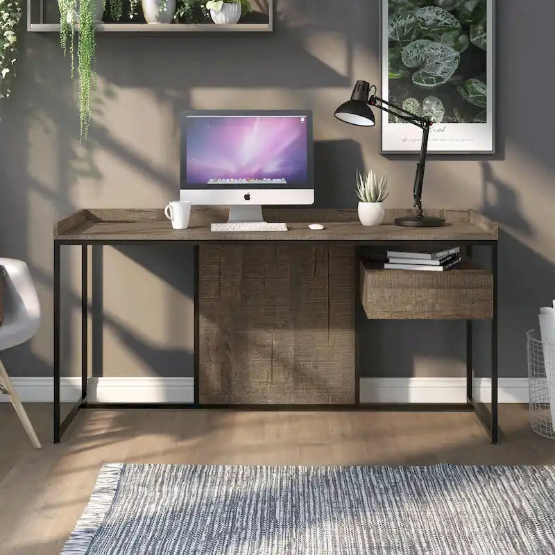Jaxon Industrial 63-inch Steel Computer Desk with USB Ports by Furniture of America