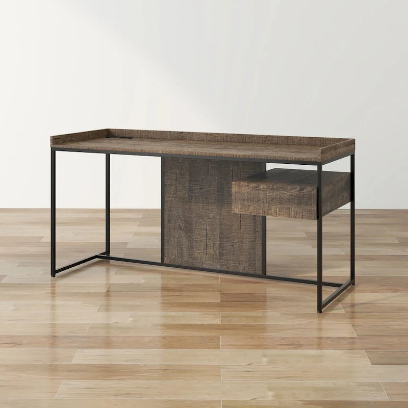 Jaxon Industrial 63-inch Steel Computer Desk with USB Ports by Furniture of America