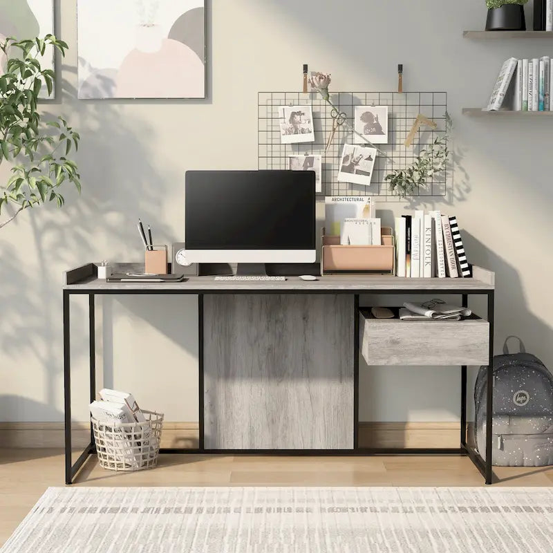 Jaxon Industrial 63-inch Steel Computer Desk with USB Ports by Furniture of America