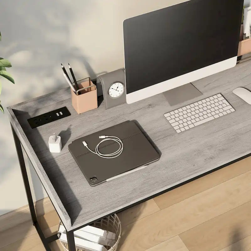 Jaxon Industrial 63-inch Steel Computer Desk with USB Ports by Furniture of America