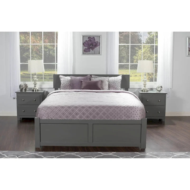 Orlando King Platform Bed with 2 Drawers in Grey