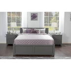 Orlando King Platform Bed with 2 Drawers in Grey