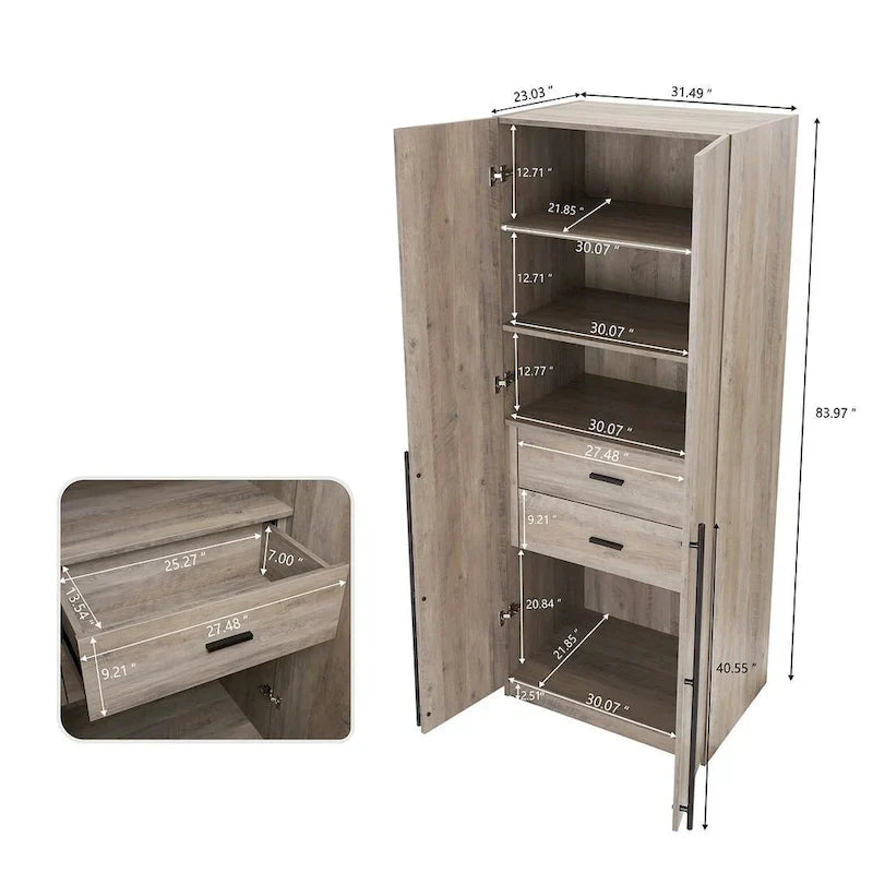 Manhattan Comfort Lee Modern 1.0 Freestanding Wardrobe Closet Armoire