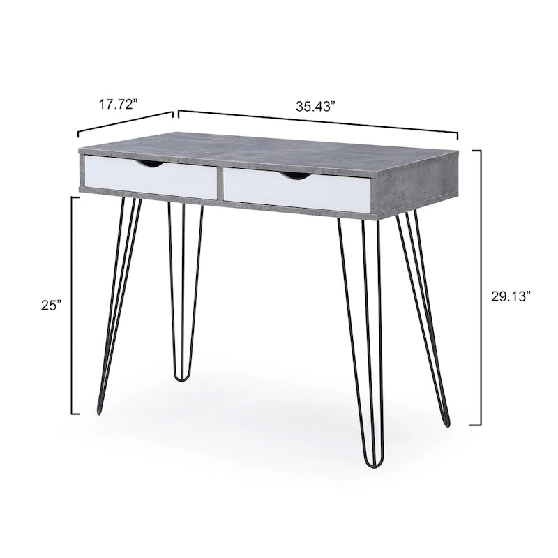 Laurel Grey Mid-century Modern 2-drawer Home Office Desk