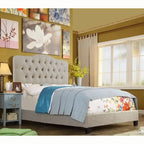 Tara Virgil Curved Upholstered Button-tufted Platform Bed Frame