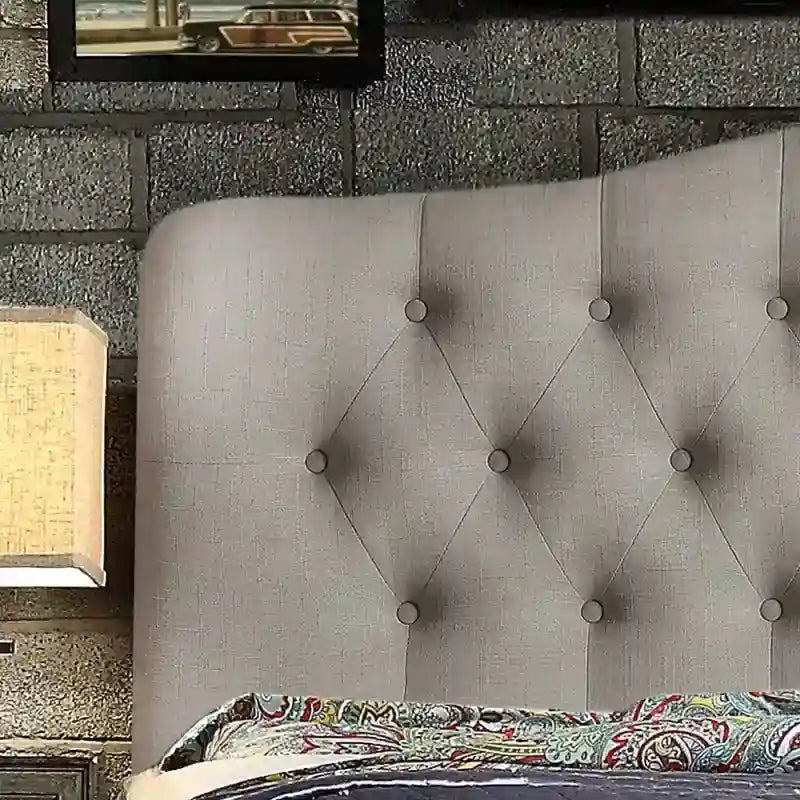 Tara Virgil Curved Upholstered Button-tufted Platform Bed Frame