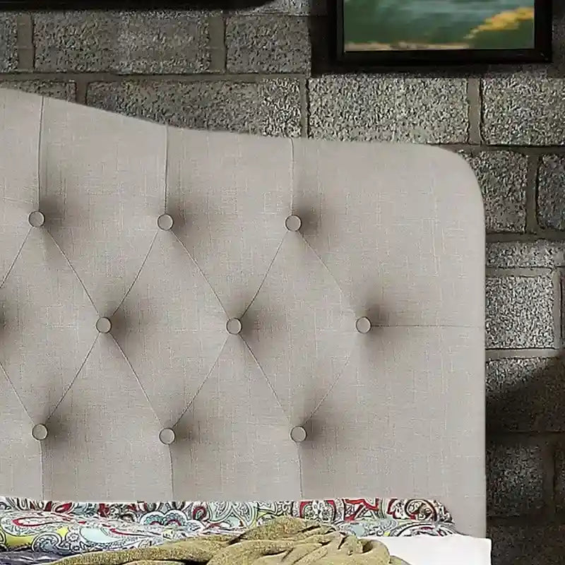 Tara Virgil Curved Upholstered Button-tufted Platform Bed Frame