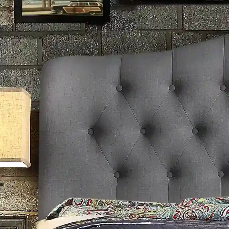 Tara Virgil Curved Upholstered Button-tufted Platform Bed Frame
