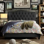 Tara Virgil Curved Upholstered Button-tufted Platform Bed Frame