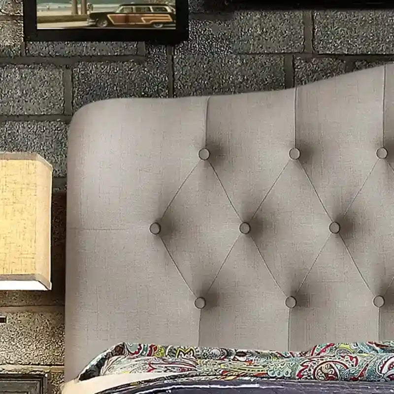 Tara Virgil Curved Upholstered Button-tufted Platform Bed Frame