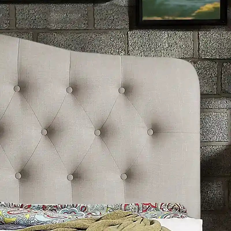 Tara Virgil Curved Upholstered Button-tufted Platform Bed Frame