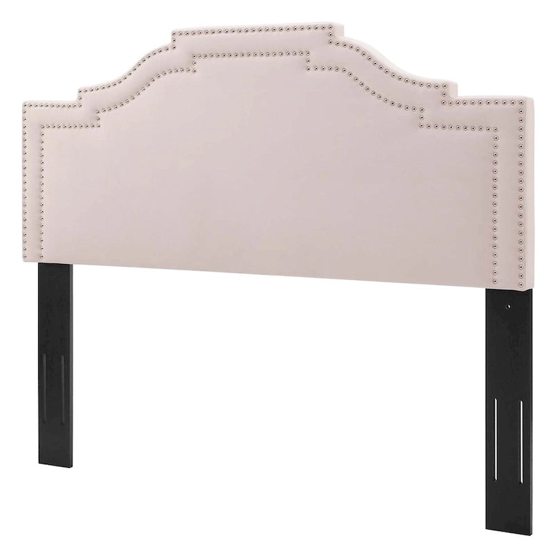 Paradise Pink Velvet Upholstered King/California King Size Headboard with Nailhead Trim