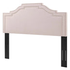 Paradise Pink Velvet Upholstered King/California King Size Headboard with Nailhead Trim