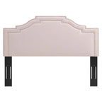 Paradise Pink Velvet Upholstered King/California King Size Headboard with Nailhead Trim