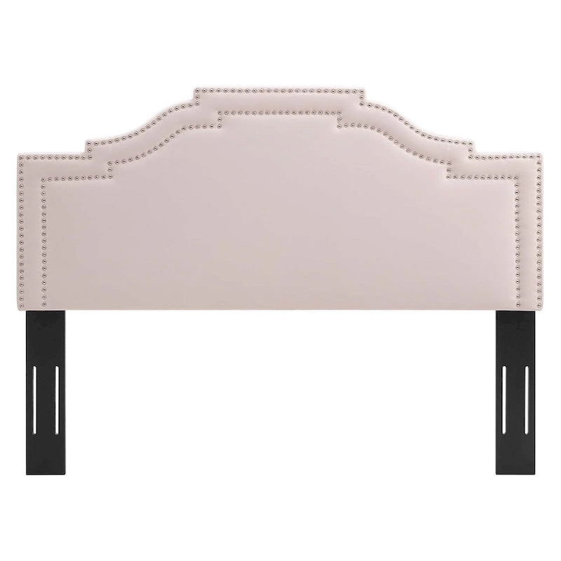 Paradise Pink Velvet Upholstered King/California King Size Headboard with Nailhead Trim