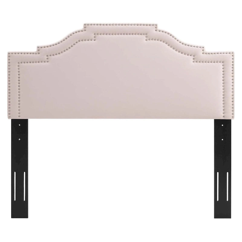 Paradise Pink Velvet Upholstered King/California King Size Headboard with Nailhead Trim