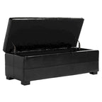SAFAVIEH Kerrie Brown Bicast Leather/Wood Storage Bench - 46.9 x 18.3 x 16.7 - 47Wx18Dx17H
