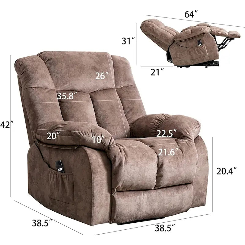 Power Lift Recliner Chair for Elderly, Heavy Duty & Safety Motion Reclining Mechanism-Fabric Sofa Living Room Chair