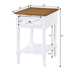 Convenience Concepts Country Oxford 1 Drawer End Table with Charging Station and Shelf