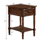 Convenience Concepts Country Oxford 1 Drawer End Table with Charging Station and Shelf