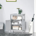kleankin Freestanding Modern Bathroom Storage Cabinet, with Doors and Open Shelf, Bathroom Organizer Furniture, Grey
