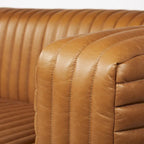 Ricciardo Cognac Genuine Leather Wrapped Sofa - 86.6L x 38.6W x 26.4H