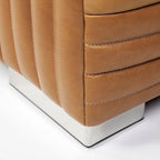 Ricciardo Cognac Genuine Leather Wrapped Sofa - 86.6L x 38.6W x 26.4H