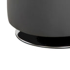 Round Leatherette Swivel Ottoman with Tufted Seat, Gray and Black
