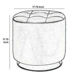Round Leatherette Swivel Ottoman with Tufted Seat, Gray and Black