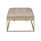 Perdita Gold Finish Velvet Rectangular Tufted Ottoman by iNSPIRE Q Bold