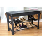 Simplify Entryway Bench with Shoe Storage in Black - 32x 12.6x 18