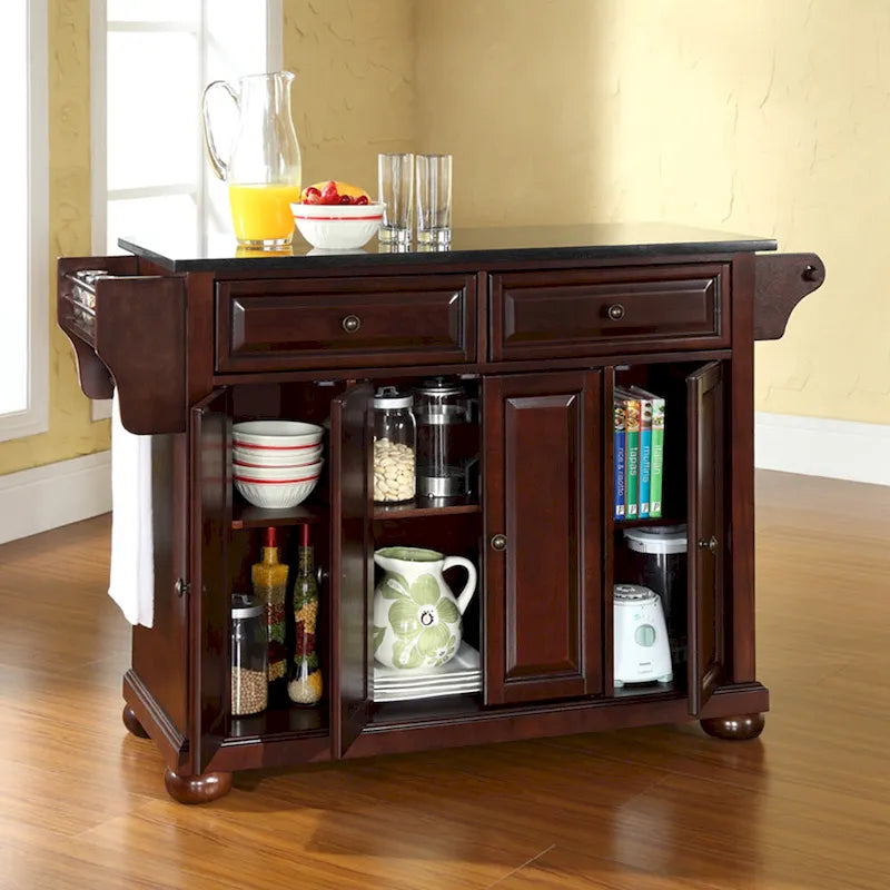 Crosley Alexandria Granite Top Full Size Kitchen Island/Cart - 51.5 W x 18 D x 34 H