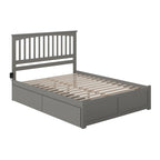 Mission King Platform Bed with 2 Drawers in Grey