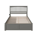 Mission King Platform Bed with 2 Drawers in Grey