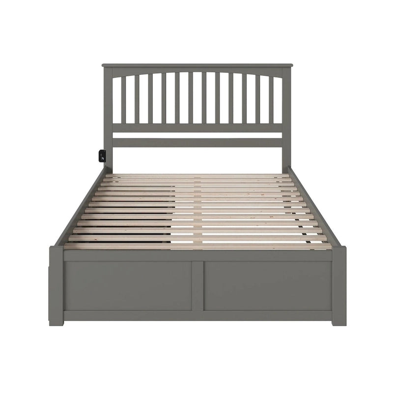 Mission King Platform Bed with 2 Drawers in Grey