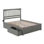 Mission King Platform Bed with 2 Drawers in Grey