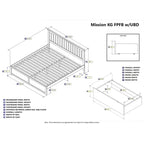 Mission King Platform Bed with 2 Drawers in Grey
