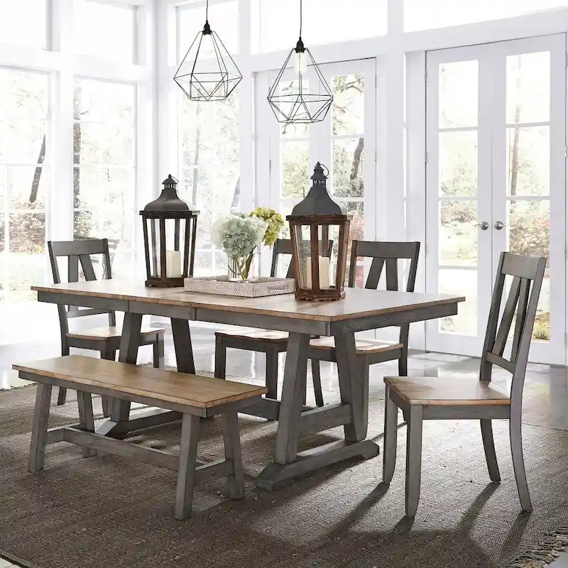 Lindsey Farm Gray and Sandstone Backless Bench