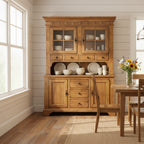 Rustic Oak Buffet and Hutch