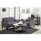 OSP Home Furnishings Main St. Loveseat with EasyClean Interlace Fabric & Espresso Finish Wood Arms & Legs