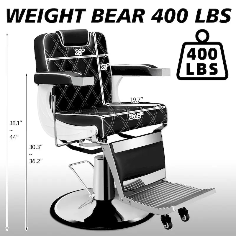 Heavy Duty Barber Chair,Vintage Salon Chair for Barbershop,Barber Salon Beauty Tattoo Equipment - N/A