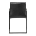 Genuine Full Grain Leather and Steel Modern Dining Arm Chair