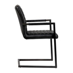 Genuine Full Grain Leather and Steel Modern Dining Arm Chair